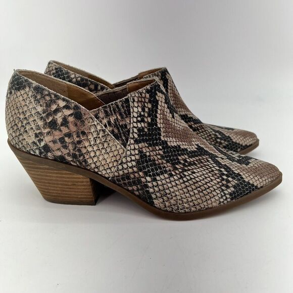 Lucky Brand Tabea Womens Size 9.5 M Snakeskin Print Booties Ankle Suede Western - Picture 1 of 6